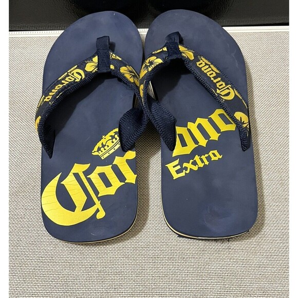 Mens Corona Extra Flip Flops SZ11? Blue Beach Vacation Shower Shoe Barwear - Picture 1 of 8